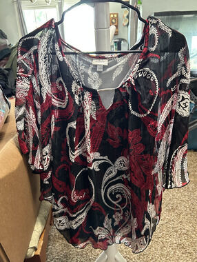 Avenue Women's Sheer Paisley Print Blouse Size 26/28